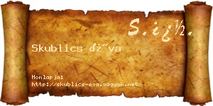 Skublics Éva névjegykártya